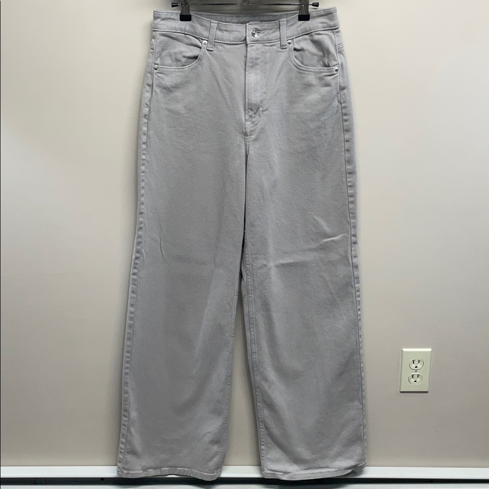 H&M Divided High Rise Wide Leg Gray Stretch Denim Jeans 8